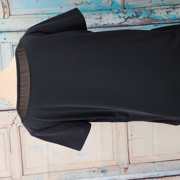 Lafayette 148 New York T Shirt with Mesh Detail on Neck - Picture 3 of 5